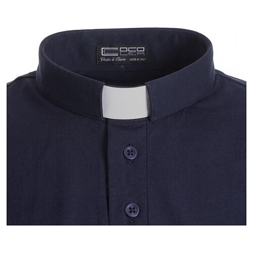 Polo clergy bleu foncé 100% coton Cococler 3