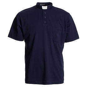 Bluza polo z kołnierzykiem pod koloratkę ciemnoniebieska 100% bawełna Cococler