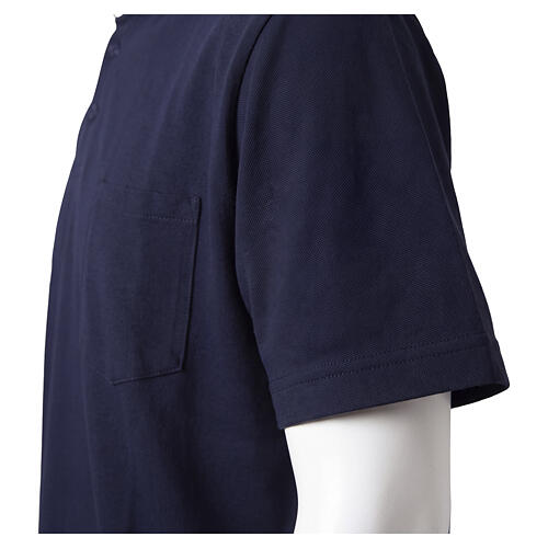 Bluza polo z kołnierzykiem pod koloratkę ciemnoniebieska 100% bawełna Cococler 5