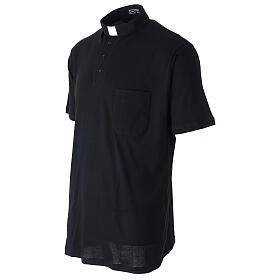 Polo camiseta clergy negra 100% algodón Cococler