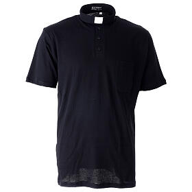 Koszulka polo z kołnierzykiem na koloratkę czarna 100% bawełna Cococler