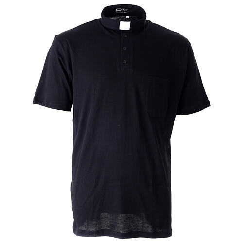 Koszulka polo z kołnierzykiem na koloratkę czarna 100% bawełna Cococler 1