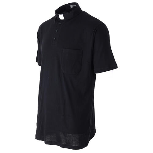 Koszulka polo z kołnierzykiem na koloratkę czarna 100% bawełna Cococler 2