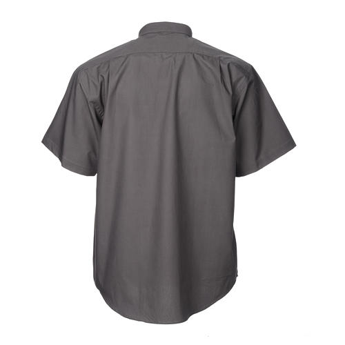 STOCK Clergy shirt, short sleeves in dark grey mixed cotton 6