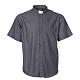 STOCK Clergy shirt, short sleeves in dark grey mixed cotton s3