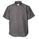 STOCK Clergy shirt, short sleeves in dark grey mixed cotton s1