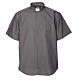 STOCK Clergy shirt, short sleeves in dark grey mixed cotton s5
