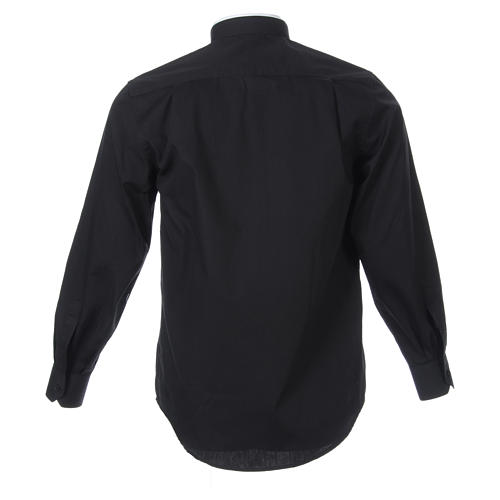 STOCK Clergy shirt, roman collar, long sleeves in black poplin 2