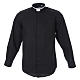 STOCK Camicia clergy manica lunga popeline nera collo romano s1