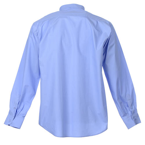 STOCK Clergy shirt, long sleeves in light blue mixed cotton 2