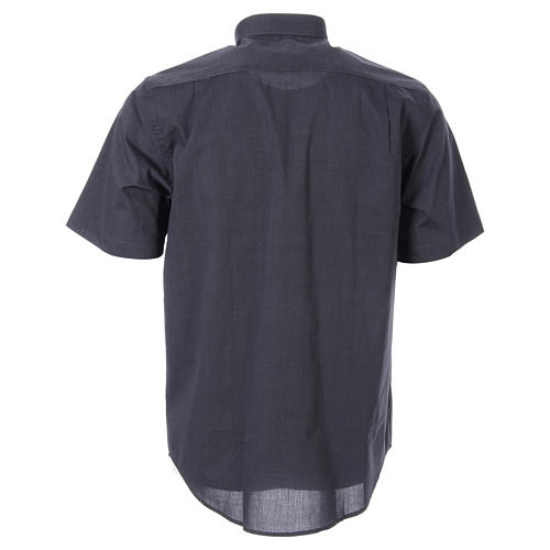 STOCK Camicia clergy manica corta filafil grigio scuro 2