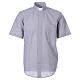 STOCK Clergy shirt in light grey fil-a-fil cotton, short sleeves s1