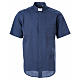 STOCK Camicia clergy manica corta filafil blu s1