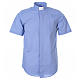 STOCK Clergyman shirt in light blue fil-a-fil cotton, short sleeves s1