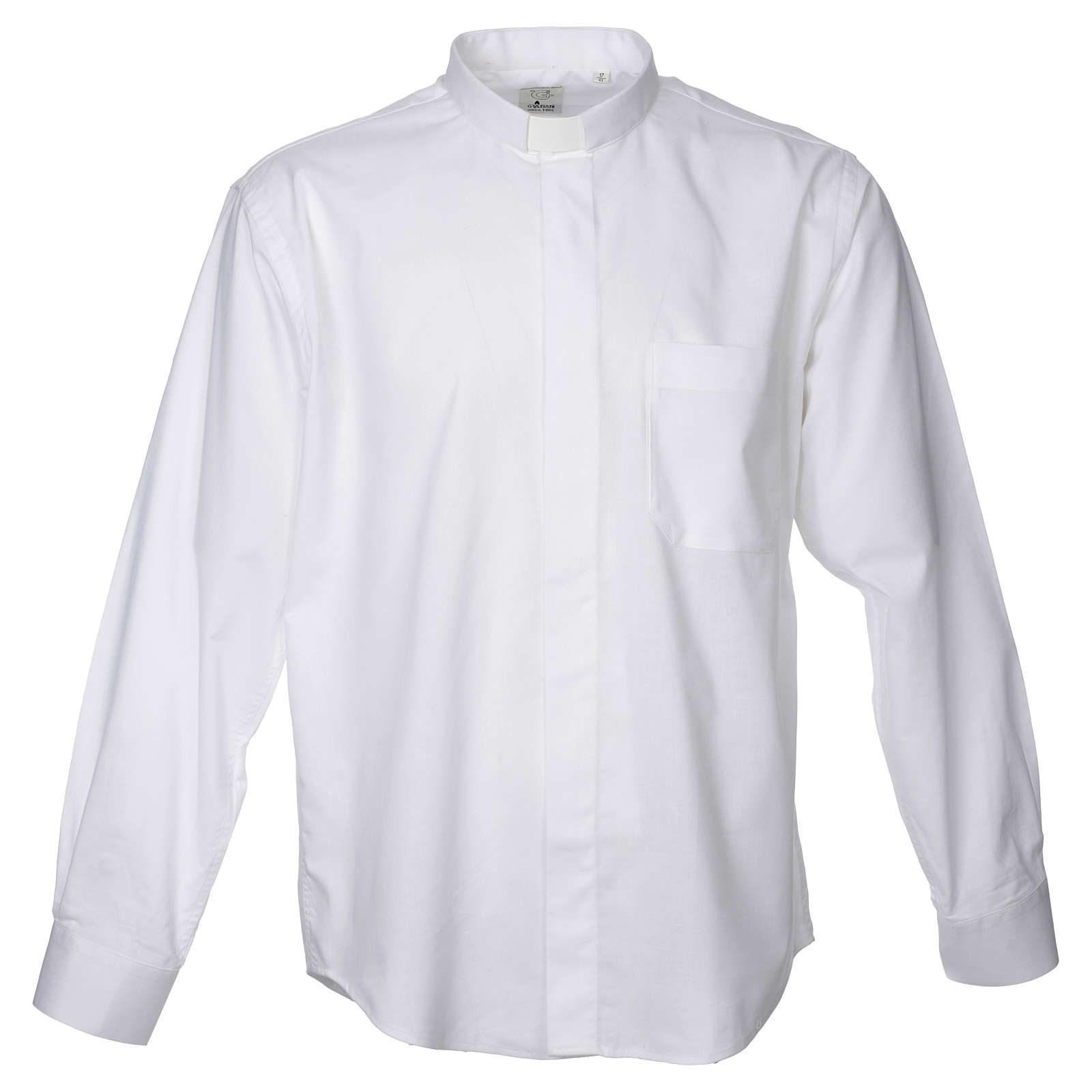 Clergy shirt in white mixed cotton, long sleeves | online sales on ...