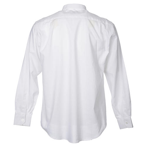 STOCK Clergy shirt in white mixed cotton, long sleeves 2