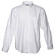 STOCK Clergy shirt in white mixed cotton, long sleeves s1
