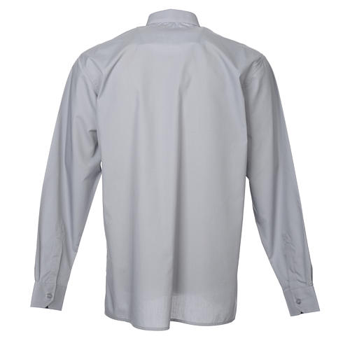 STOCK Clergy shirt in light grey mixed cotton, long sleeves 2