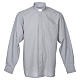STOCK Clergy shirt in light grey mixed cotton, long sleeves s1