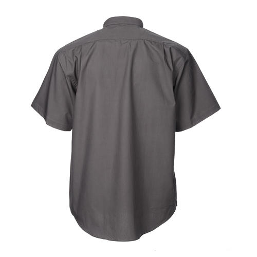 STOCK Camicia clergyman manica corta popeline grigio scuro 2