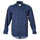 STOCK Collarhemd mit Langarmaus Fil-à-Fil-Baumwollmischung in der Farbe Blau s1