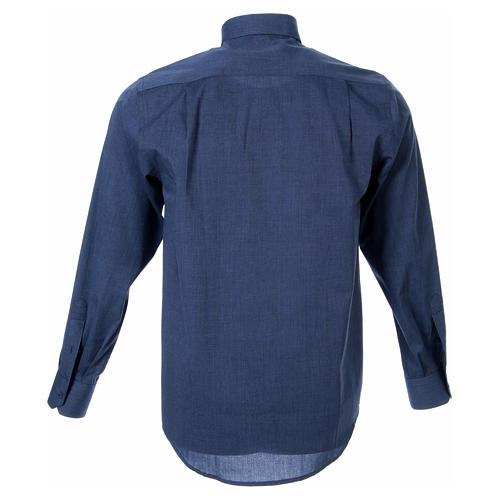 STOCK clergy shirt, long sleeves blue end-on-end 2