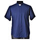 STOCK Clergyman shirt, short sleeves, blue mixed cotton s4