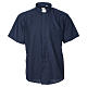 STOCK Clergyman shirt, short sleeves, blue mixed cotton s7