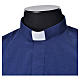 STOCK Clergyman shirt, short sleeves, blue mixed cotton s3