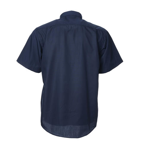 STOCK Camicia clergy manica corta misto blu 8