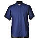 STOCK Camicia clergy manica corta misto blu s4