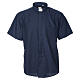 STOCK Camicia clergy manica corta misto blu s1