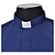 STOCK Camicia clergy manica corta misto blu s3