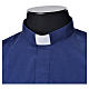 STOCK Clergyman shirt, short sleeves, blue mixed cotton s6