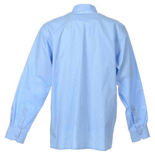 STOCK Camisa de sacerdote manga larga algodón popeline azul claro 8