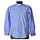 STOCK Camisa de sacerdote manga larga algodón popeline azul claro s4