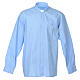 STOCK Camisa de sacerdote manga larga algodón popeline azul claro s7