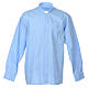 STOCK Camisa de sacerdote manga larga algodón popeline azul claro s1