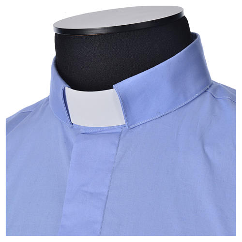 STOCK Chemise clergy manches longues popeline bleu clair 6