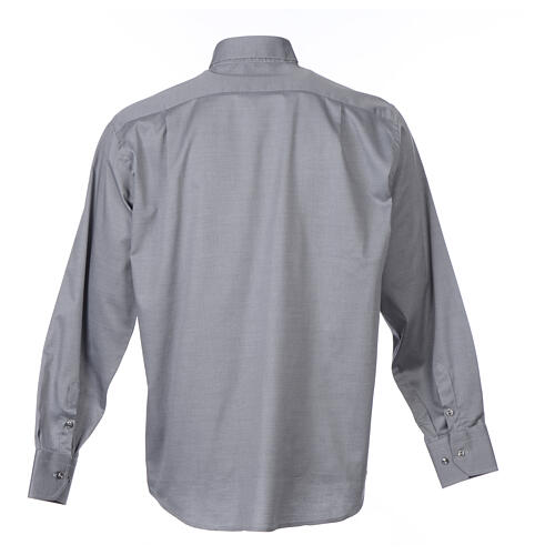 Collarhemd mit Langarm aus leicht zu bügelnden Baumwoll-Polyester-Mischgewebe mit Diagonalmuster in der Farbe Grau Cococler 7