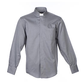 Camicia clergy M. Lunga Facile stiro Diagonale Misto cotone Grigio Cococler
