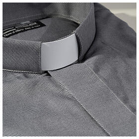 Camisa clergy M/L passo fácil sarja misto algodão cinzento Cococler
