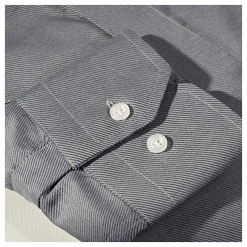 Camisa clergy M/L passo fácil sarja misto algodão cinzento Cococler 5