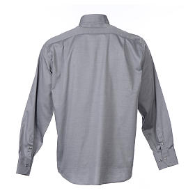 Long-sleeve Clergy shirt easy-iron mixed cotton, grey Cococler