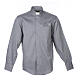 Long-sleeve Clergy shirt easy-iron mixed cotton, grey Cococler s1