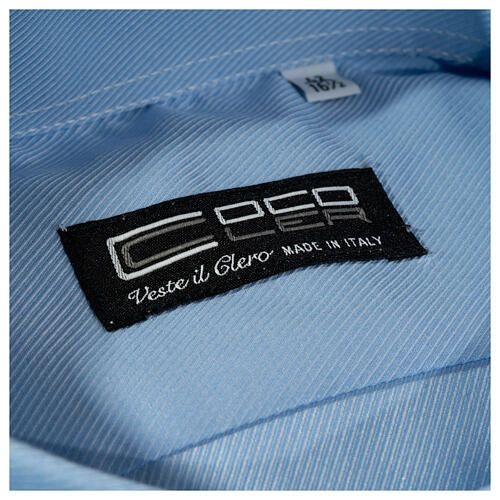 Collarhemd mit Langarm aus leicht zu bügelnden Baumwoll-Polyester-Mischgewebe mit Diagonalmuster in der Farbe Hellblau Cococler 3