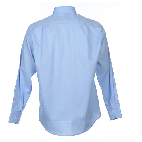 Collarhemd mit Langarm aus leicht zu bügelnden Baumwoll-Polyester-Mischgewebe mit Diagonalmuster in der Farbe Hellblau Cococler 6