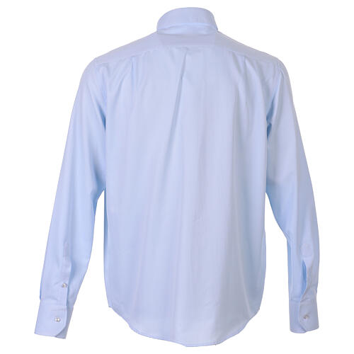 Collarhemd mit Langarm aus leicht zu bügelnden Baumwoll-Polyester-Mischgewebe mit Diagonalmuster in der Farbe Hellblau Cococler 5