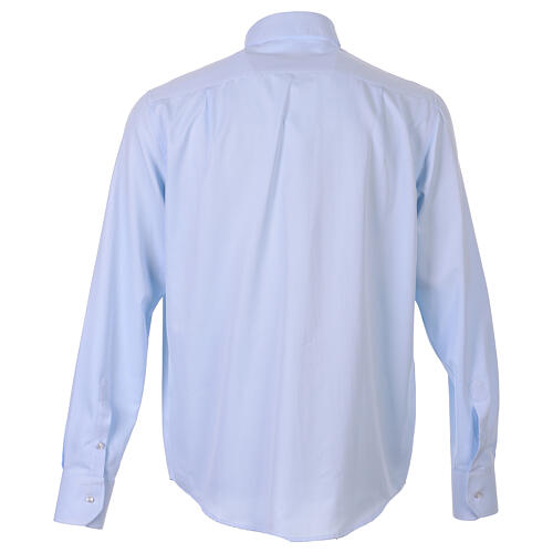 Clergy shirt Long sleeves easy-iron mixed cotton Light Blue Cococler 5