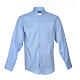 Clergy shirt Long sleeves easy-iron mixed cotton Light Blue s1